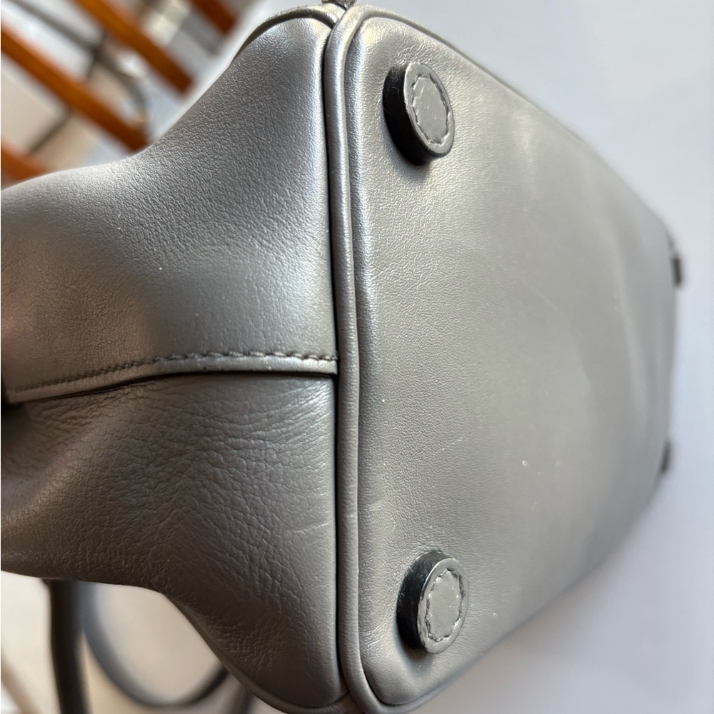 AUTHENTIC PRADA GALLERIA Grey Leather Bag with leather out-stiching detailing - Picture 10 of 16